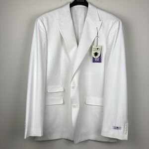 TAYION Sport Coat Mens Size 50L White Solid Classic Fit Acontour Jacket NWT